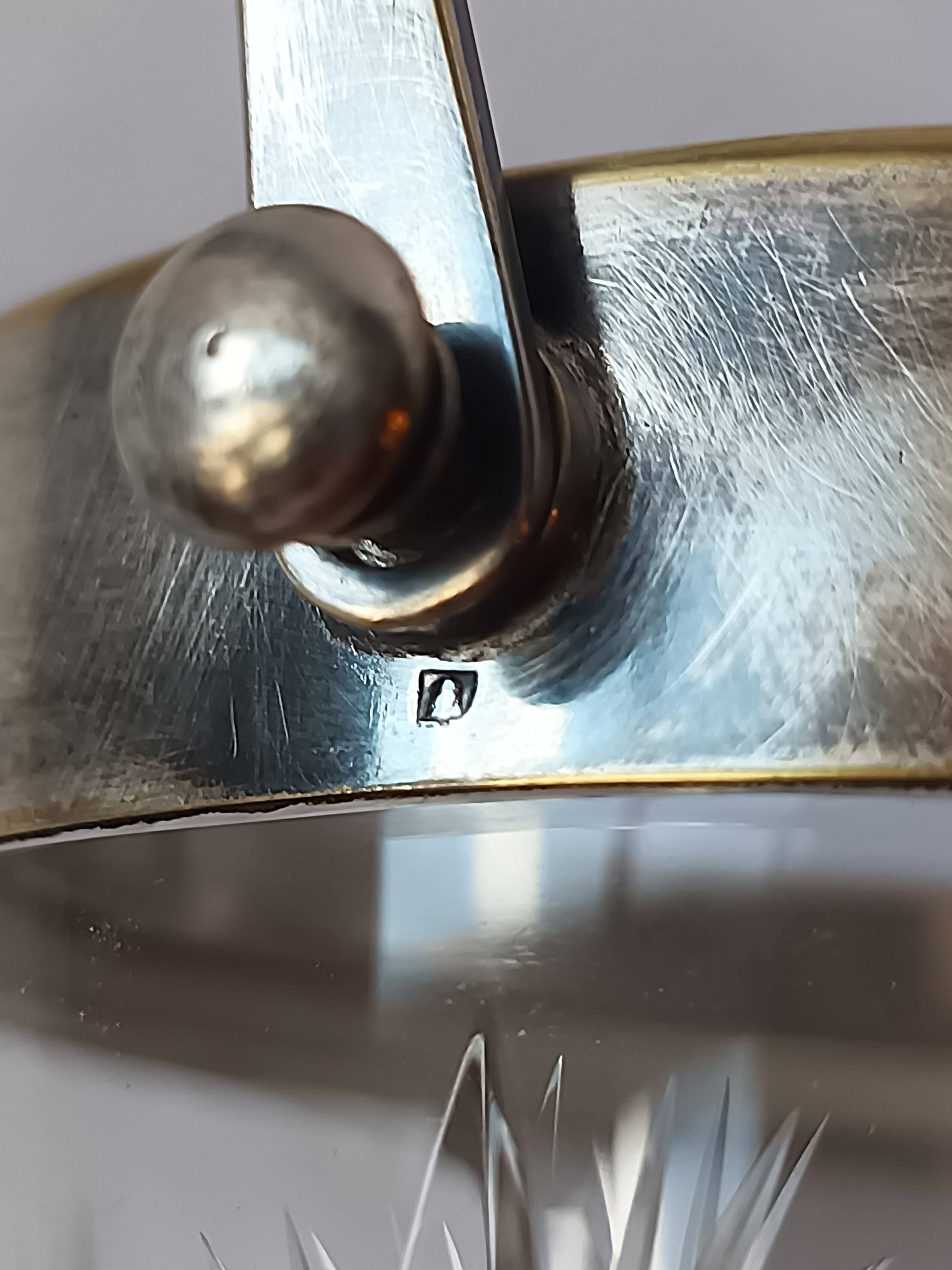 Cut crystal ice bucket, silver-plated metal, marked, cooler service.