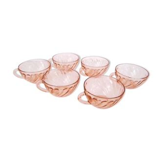 Lot de 6 tasses à thé rosaline grandes tasses chocolat chaud arcoroc luminarc