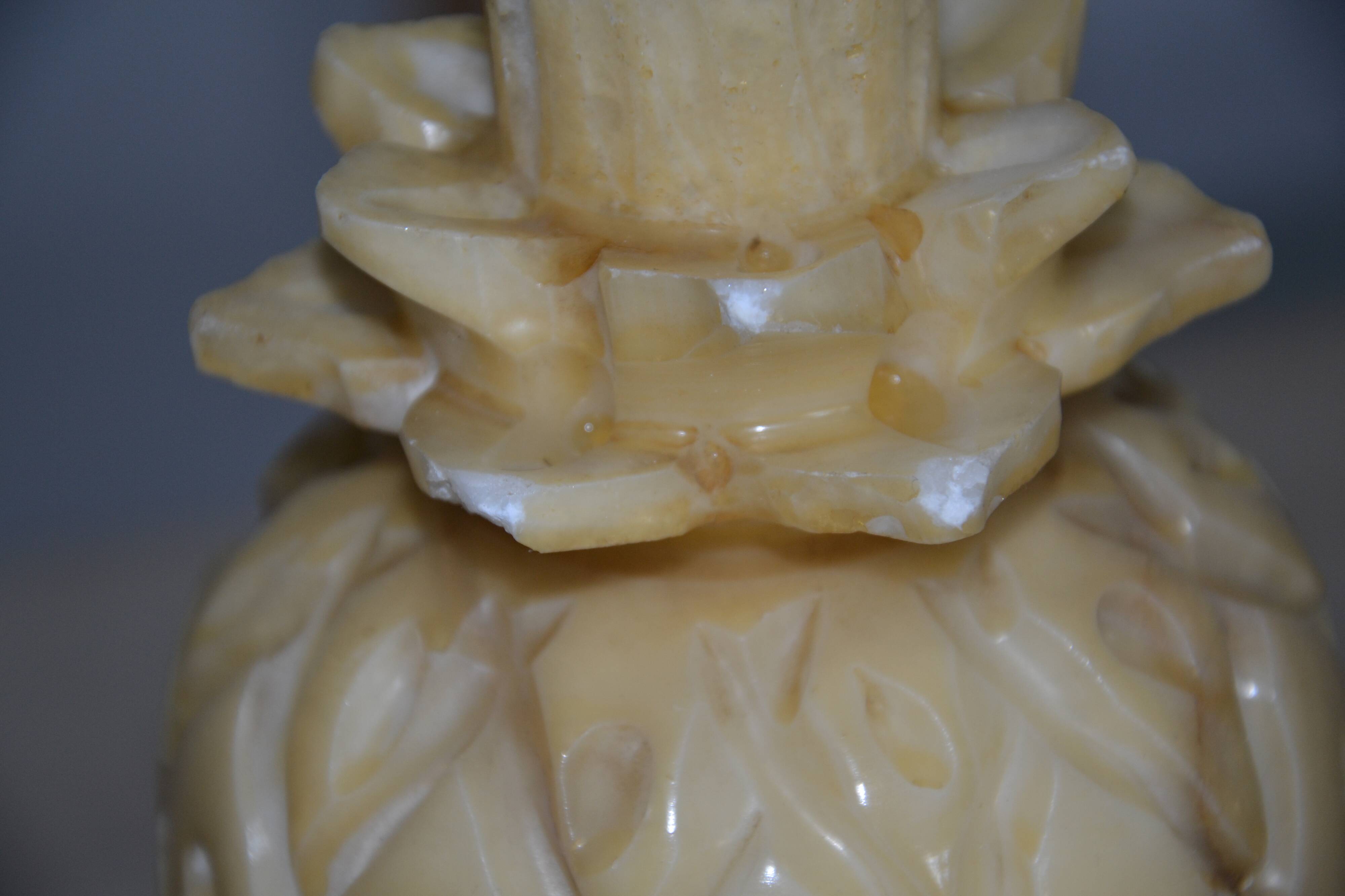 Vintage alabaster pineapple lamp base