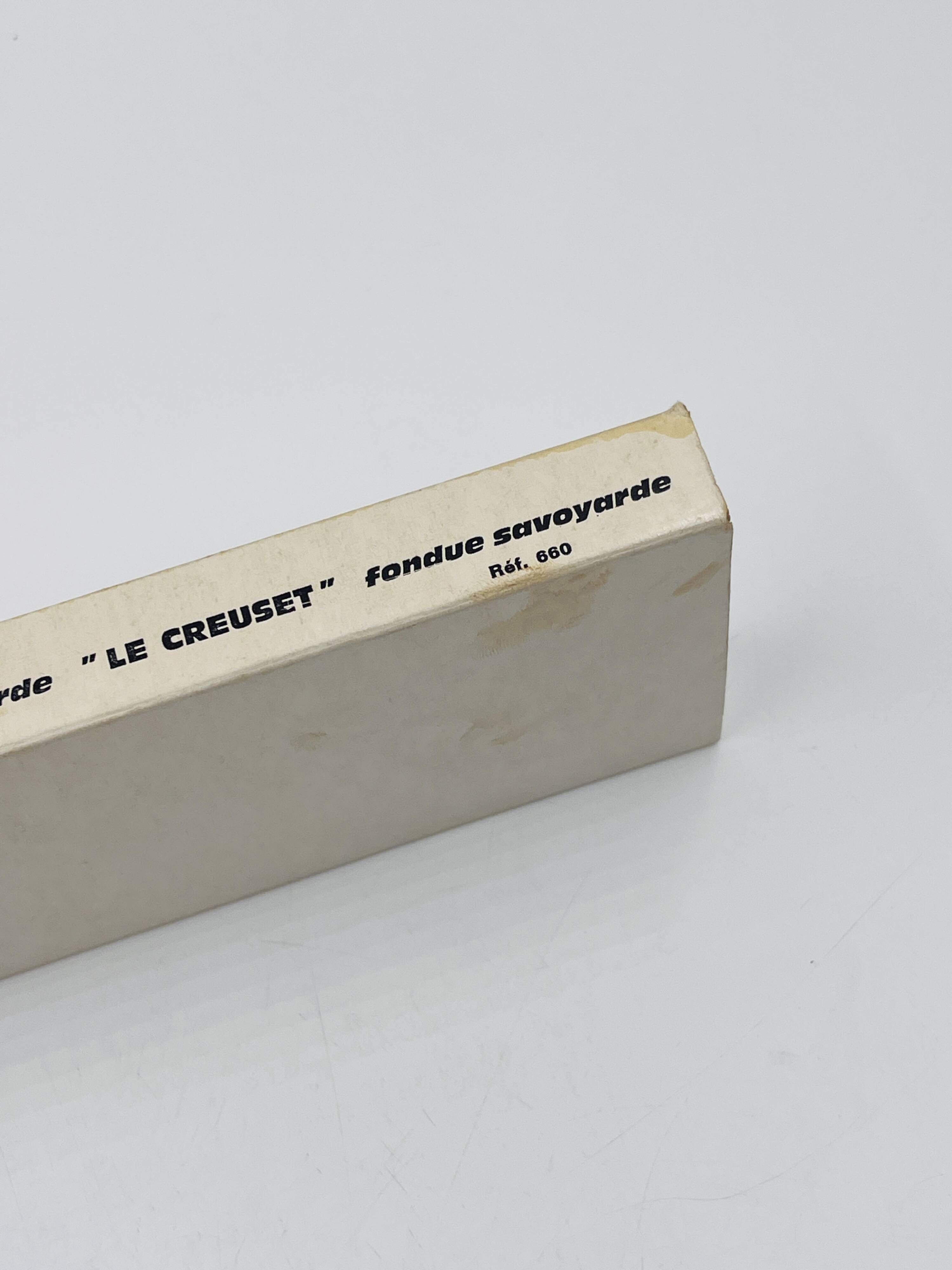 Set of 6 Savoyard fondue forks by Le Creuset with original box.