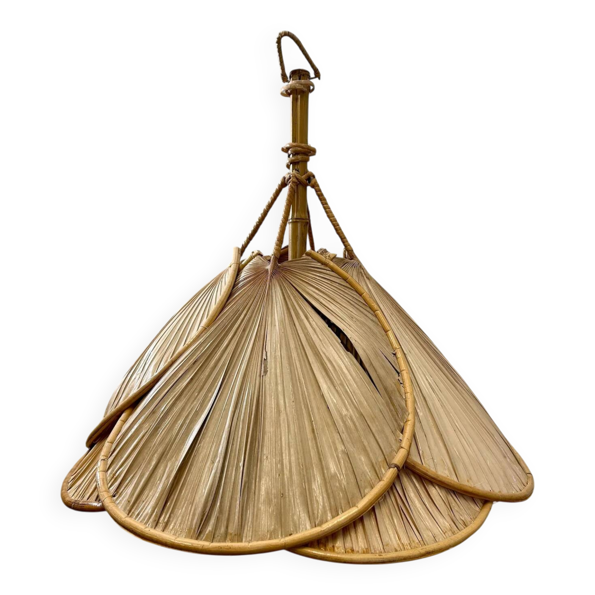 Mid-century modern Uchiwa style bamboo suspension