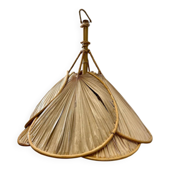 Mid-century modern Uchiwa style bamboo suspension