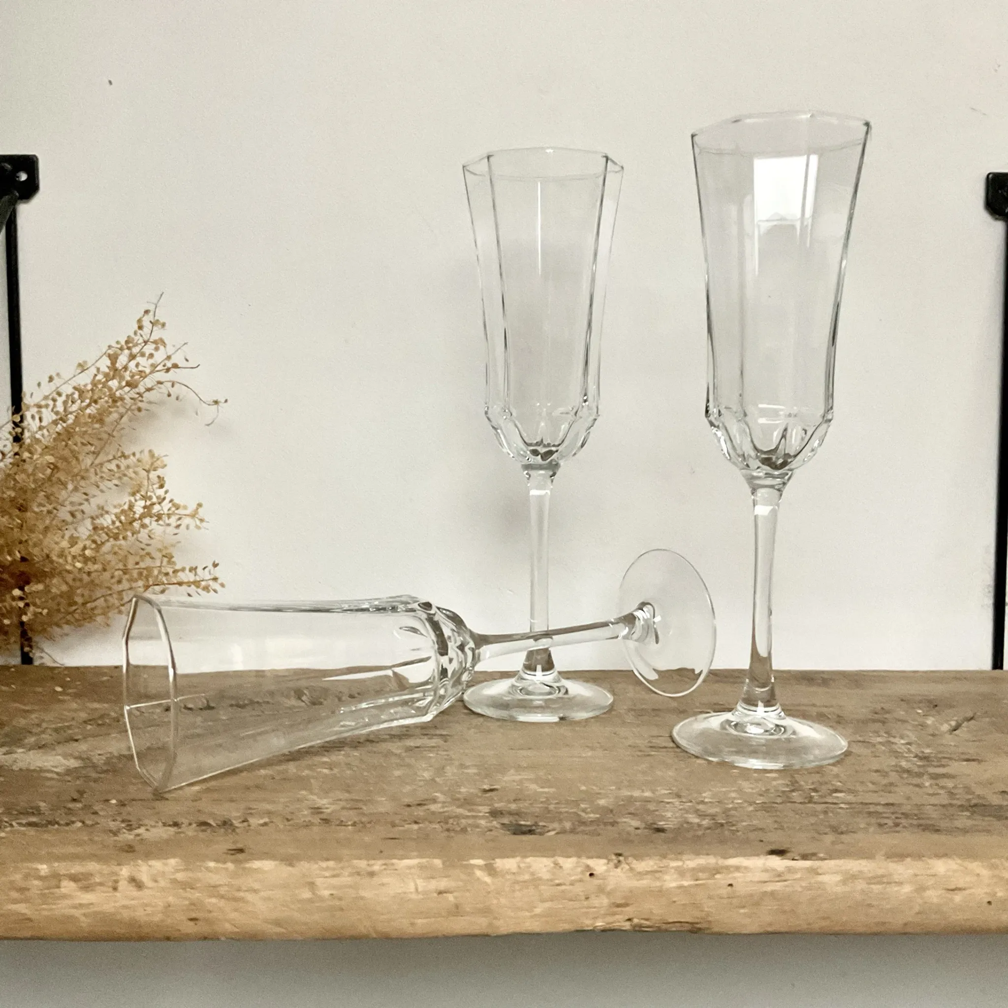 6 Vintage Octime Luminarc Champagne Flutes