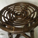 Vintage brown rattan tabout
