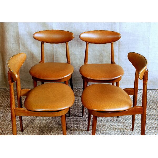 Suite de 4 chaises vintage Baumann "Licorne" années 60 | Selency