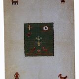 Tapis vintage fait main Gabbeh du Moyen-Orient 140cm x 215cm (1960s)