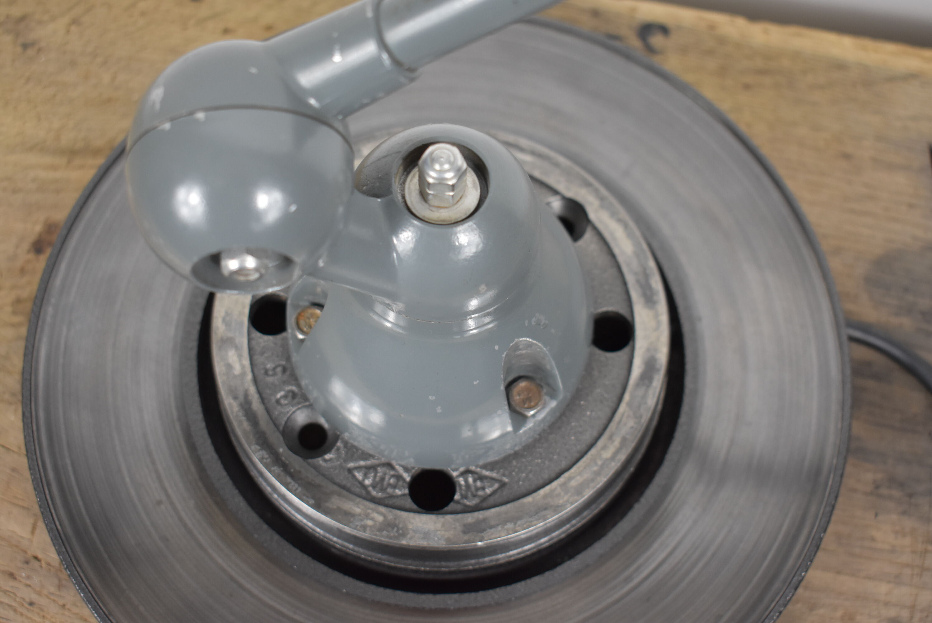 Jielde lamp on industrial metal base