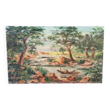 Old painting on canvas signed Bourbon.