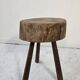 Paire de tabourets brutalistes modernistes en bois massif – Sculptures