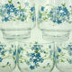 5 water glasses - decoration small blue flowers - Veronica Luminarc Arcoroc - vintage 80s