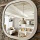Scandinavian Space Age mirror in patinated white wood, 1970s