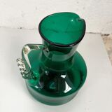 Pichet en verre soufflé vert vintage
