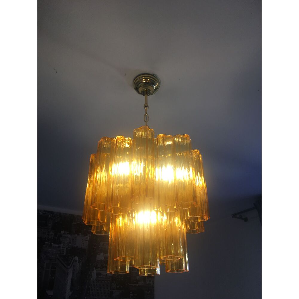 Lustre en verre de murano ambre « tronchi » d50