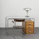 Cova Milano rationalist desk in walnut, tubular steel and glass, 1940s
