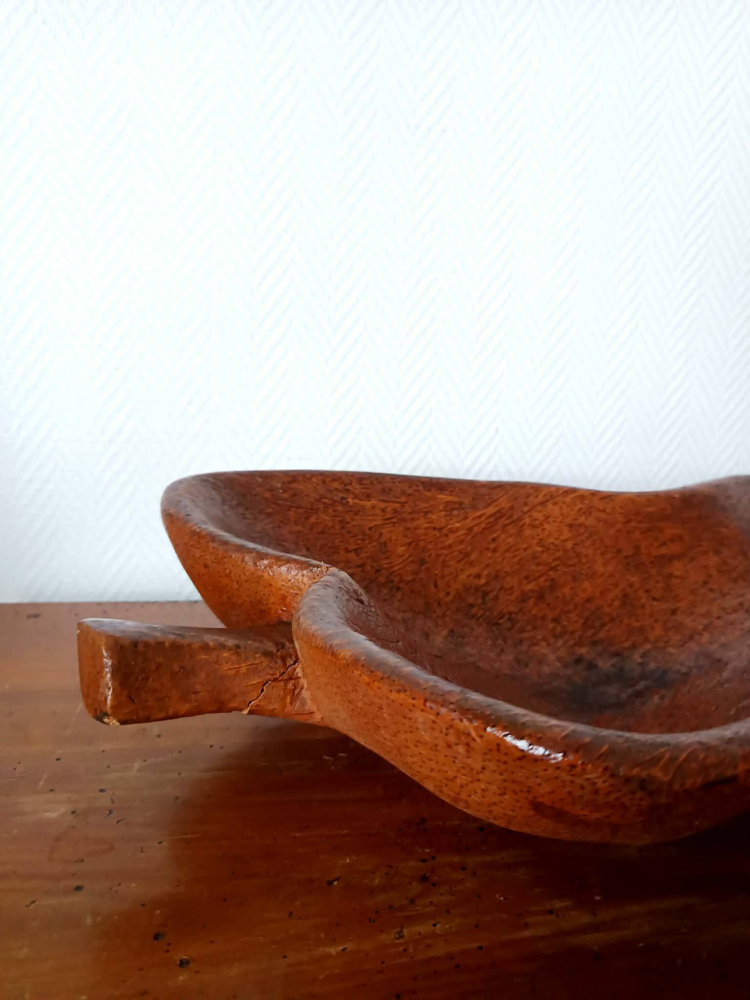 Large brutalist wooden bowl, 65 cm