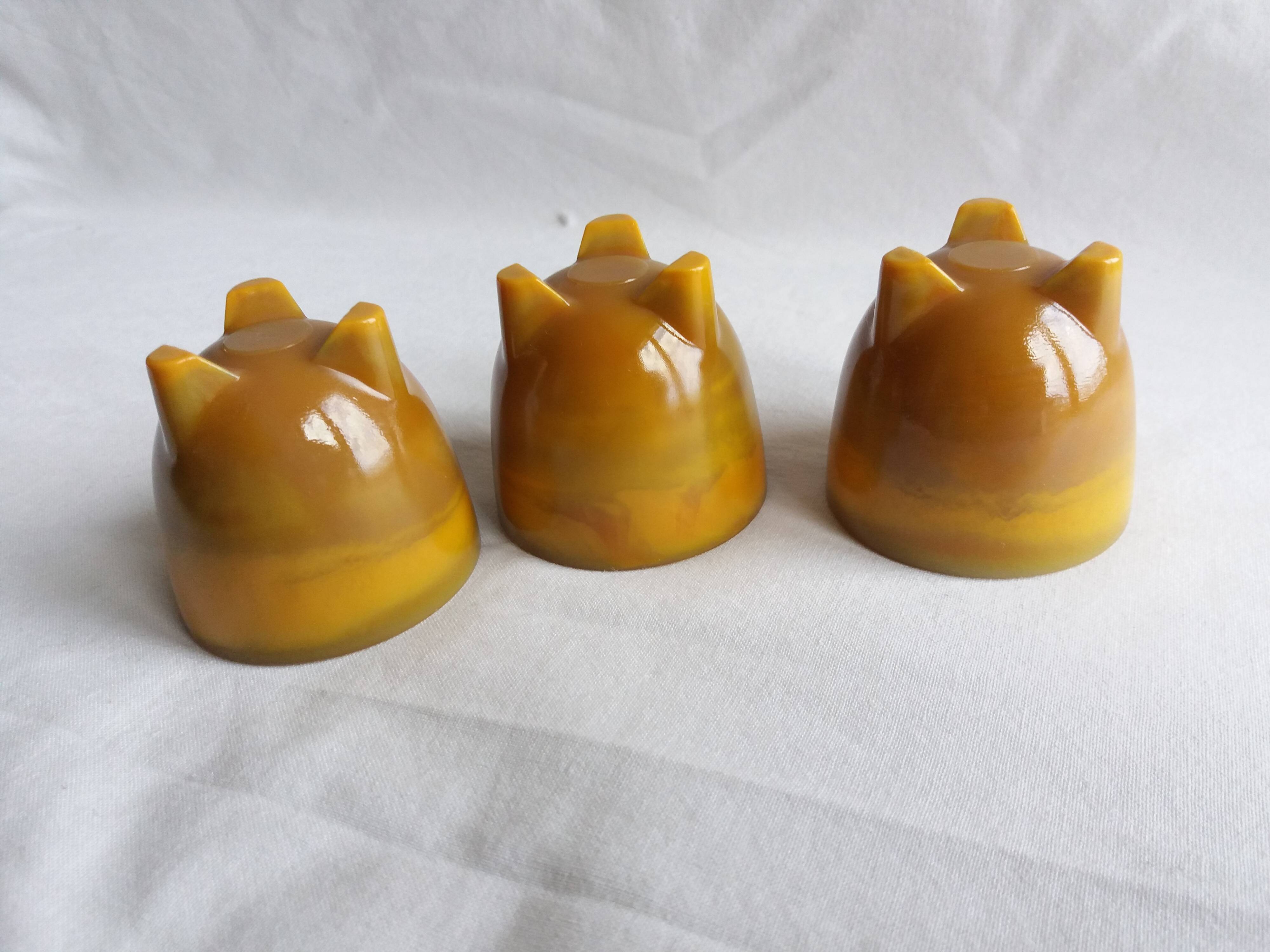 Marbled glass tripod egg cups