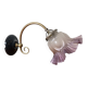 Antique brass swan neck wall light with coloured glass shade.