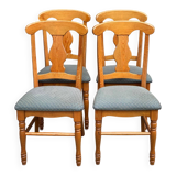 4 chaises landaises à crosses bois massif et tissu gris