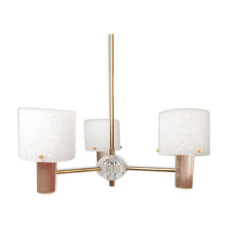Lustre vintage feuille granité à 3 branches dorées des années 1950 / 1960