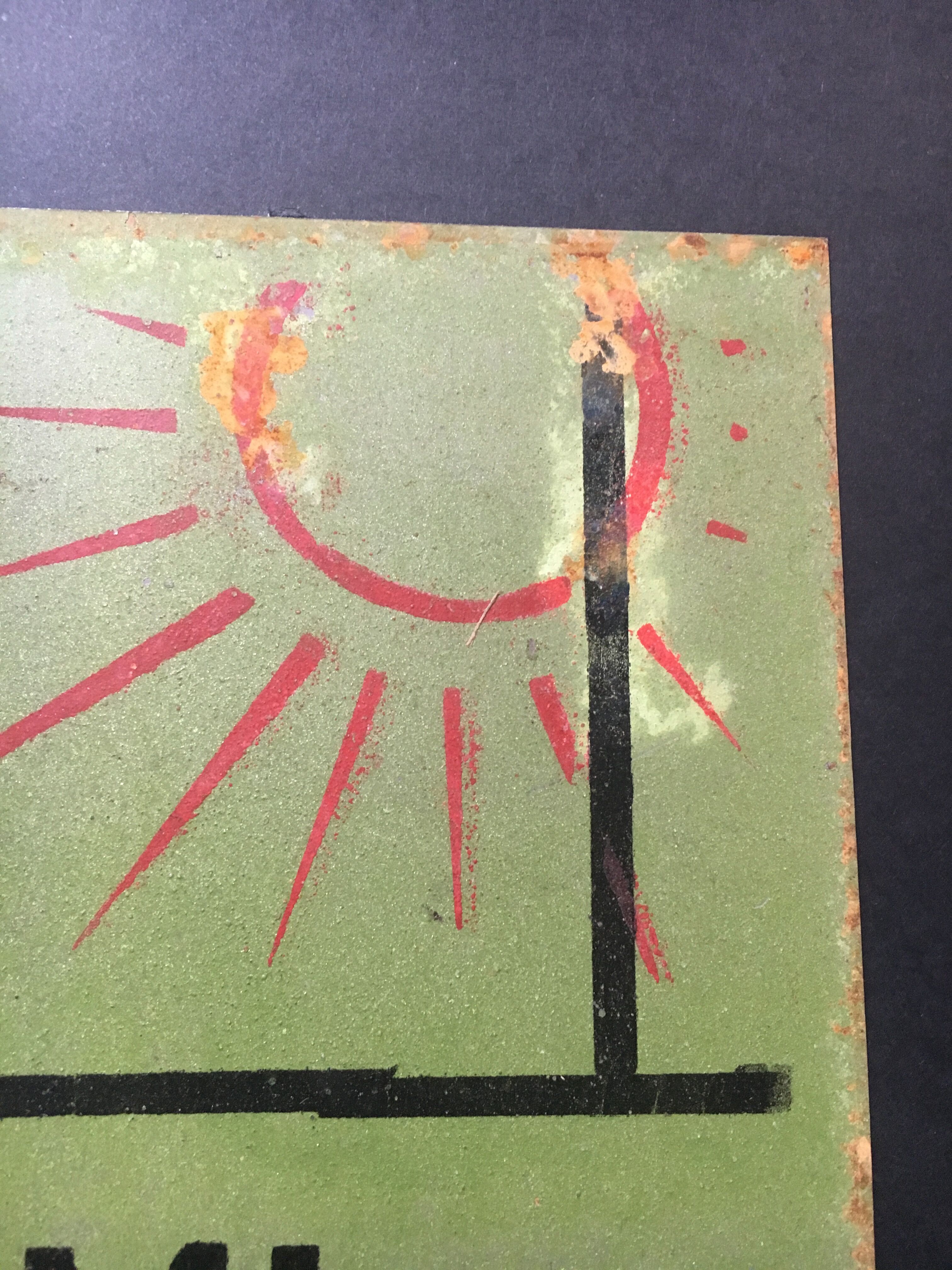 Old factory cccp ussr painted metal plate