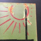 Old factory cccp ussr painted metal plate