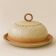 Cloche à fromage artisanale en grès pyrité avec son plat, années 70-80