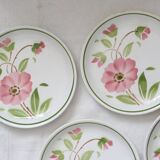 Set of 4 Moulin des Loups dinner plates, 1980, vintage French