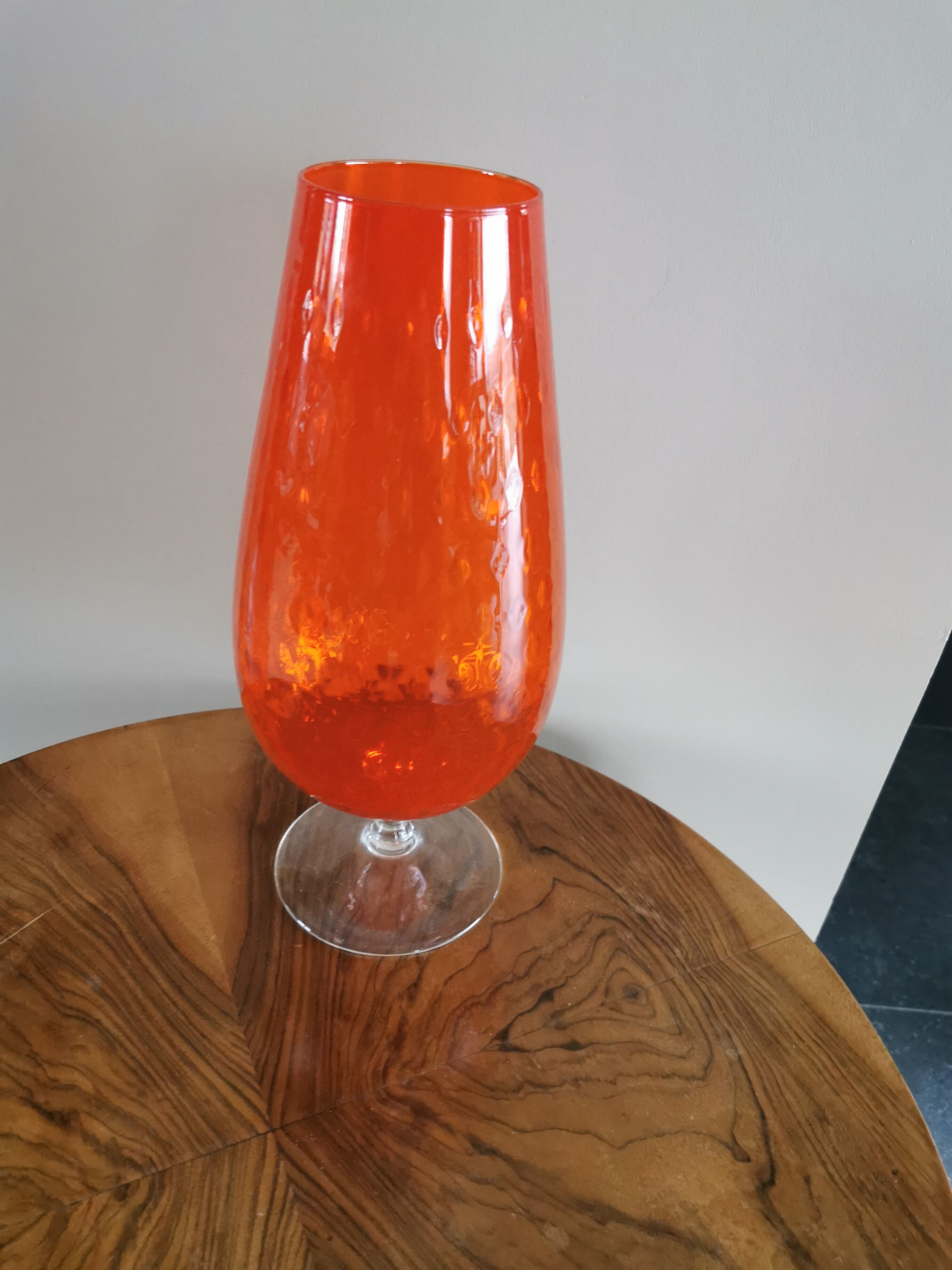 Vintage orange glass top vase