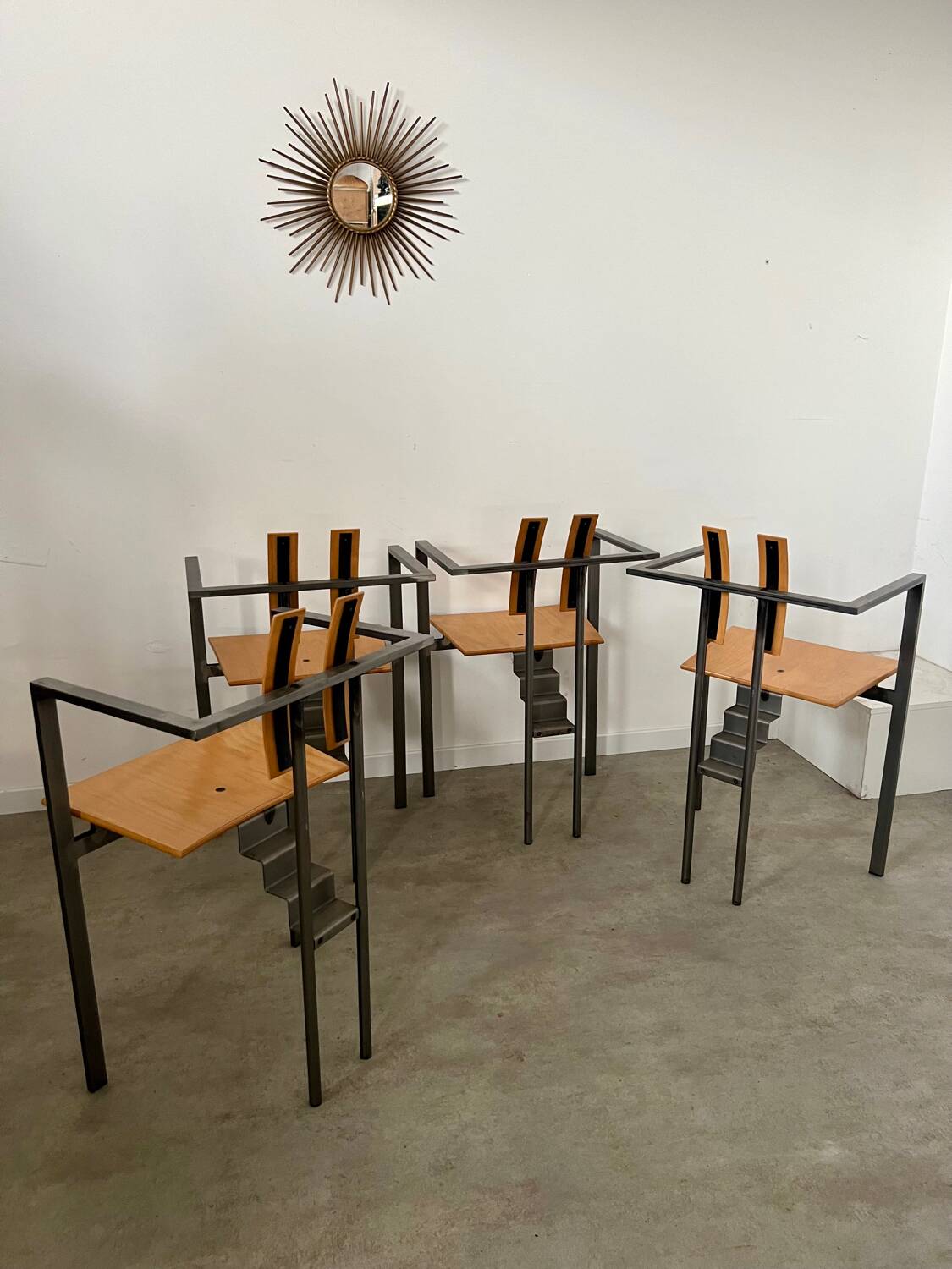 4 old raw design chairs Karl Friedrich Forster model Trix KFF postmodern 70s/80s