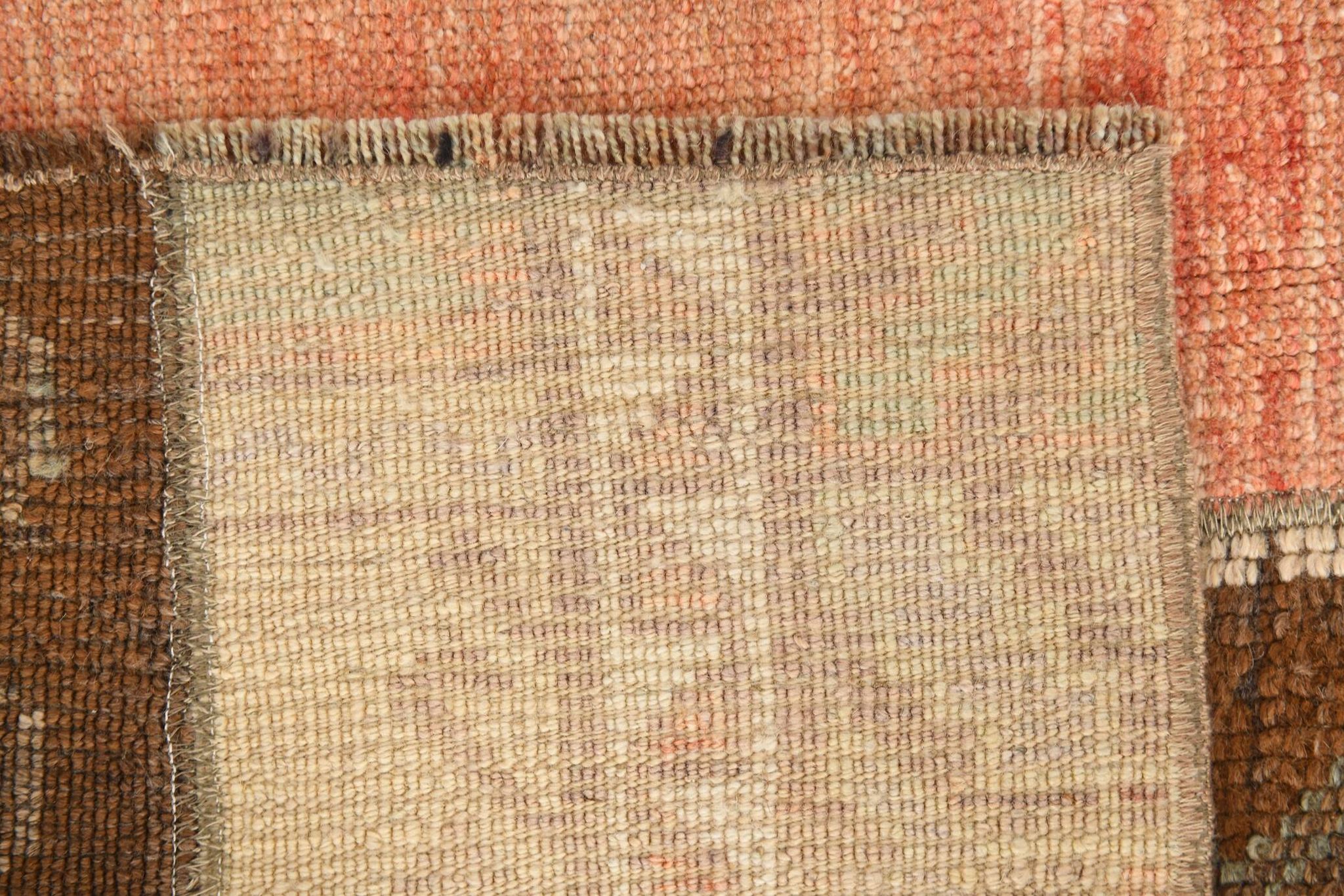 2x6 Turkish Short Brown Handmade Vintage Runner Rug, 64x174Cm