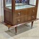 60s showcase in rosewood, mahogany and leather handles