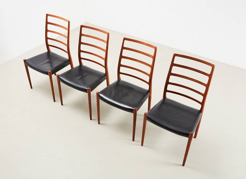 Niels Otto Moller Set of 4 Model 82 Dining Chairs for J.L. Mollers 1971