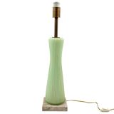 Mid-century modern green Murano glass Table lamp, Barovier & Toso style  Italy, 1940s