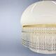 Mid-Century Opaline Glass Pendant Light with Brass Detail & Beads