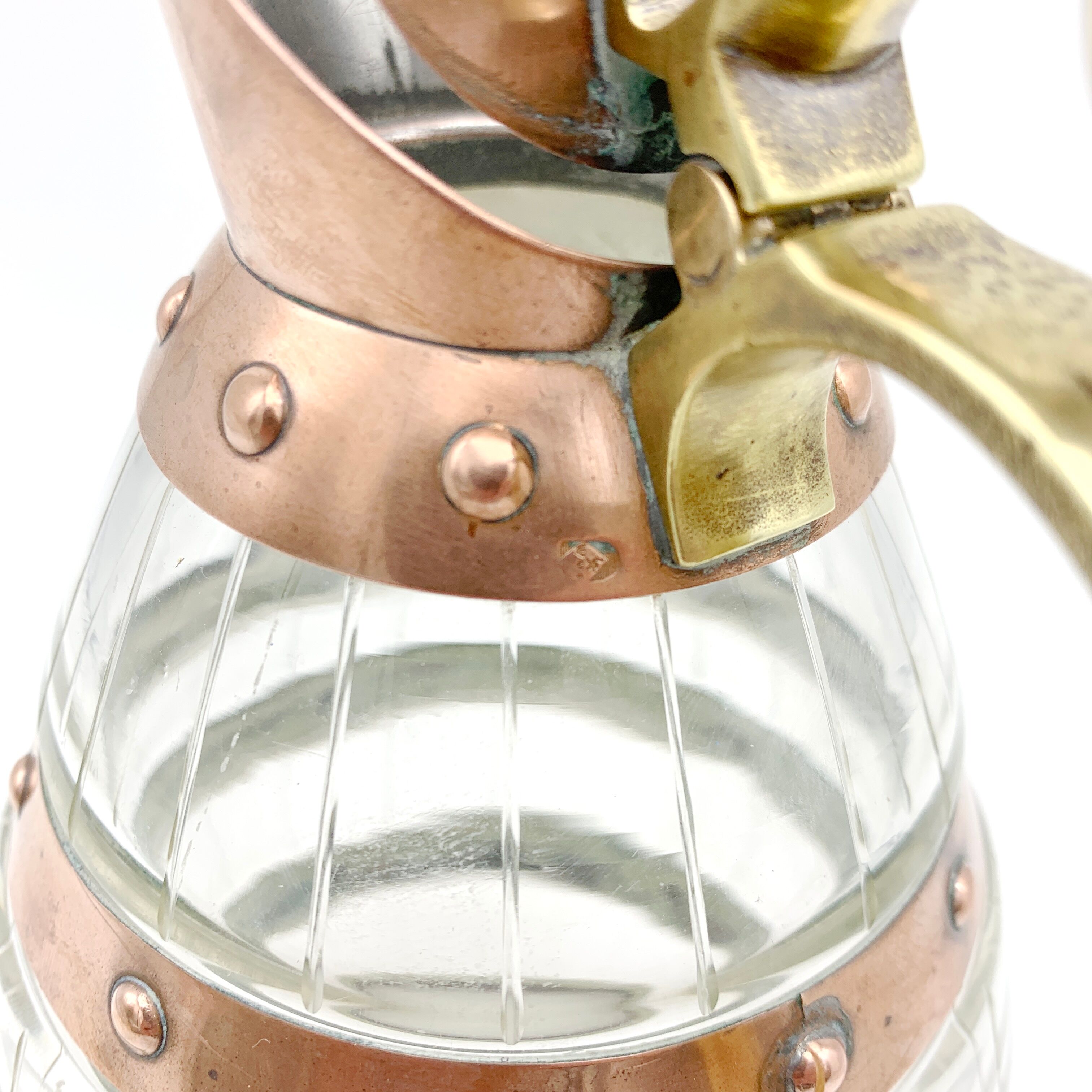Crystal and copper pitcher Art & Craft Gustave Serrurier Bovy
