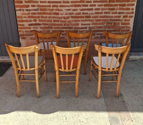Série de 6 chaises bistrot françaises peintes