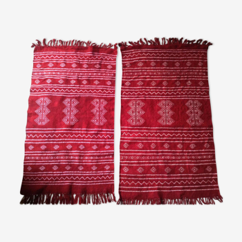 Lot of 2 red Kilim carpet 100x60cm