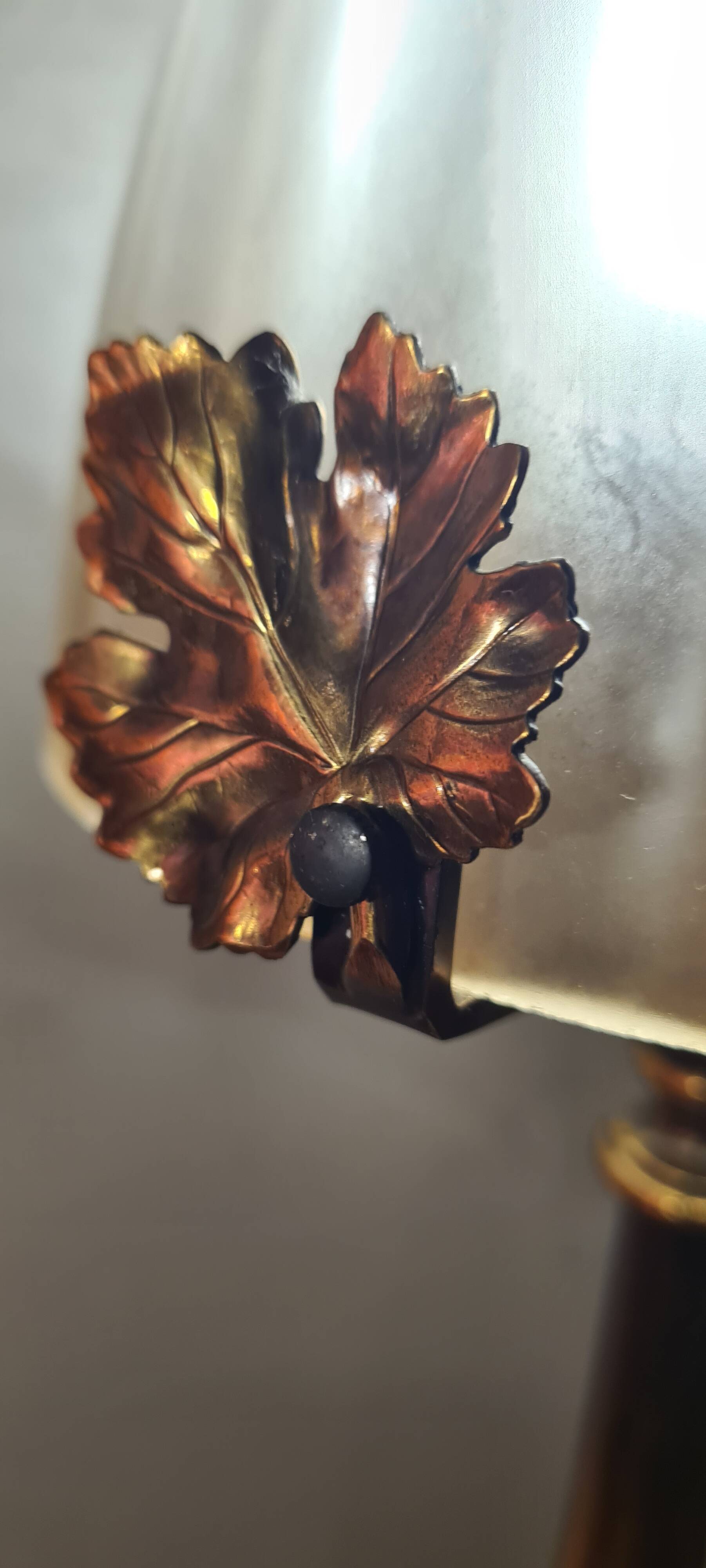 Very large brass and bronze lamp 1920 and opaque glass dome 55x20 4klg