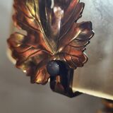 Very large brass and bronze lamp 1920 and opaque glass dome 55x20 4klg