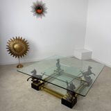 Old brass and gilded bronze table horses design from the 70s vintage Horses