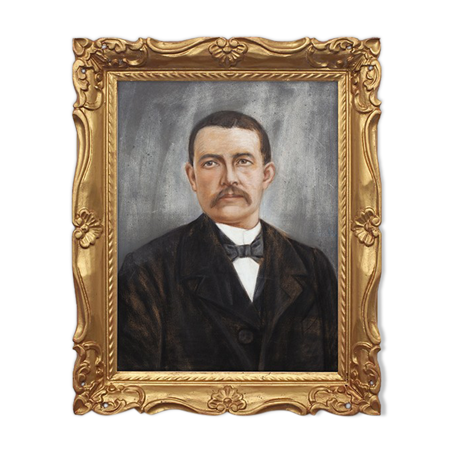 Portrait men 1930 in gold frame - art print