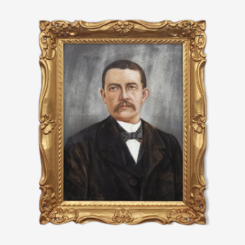 Portrait homme 1930 dans cadre or - tirage d’art