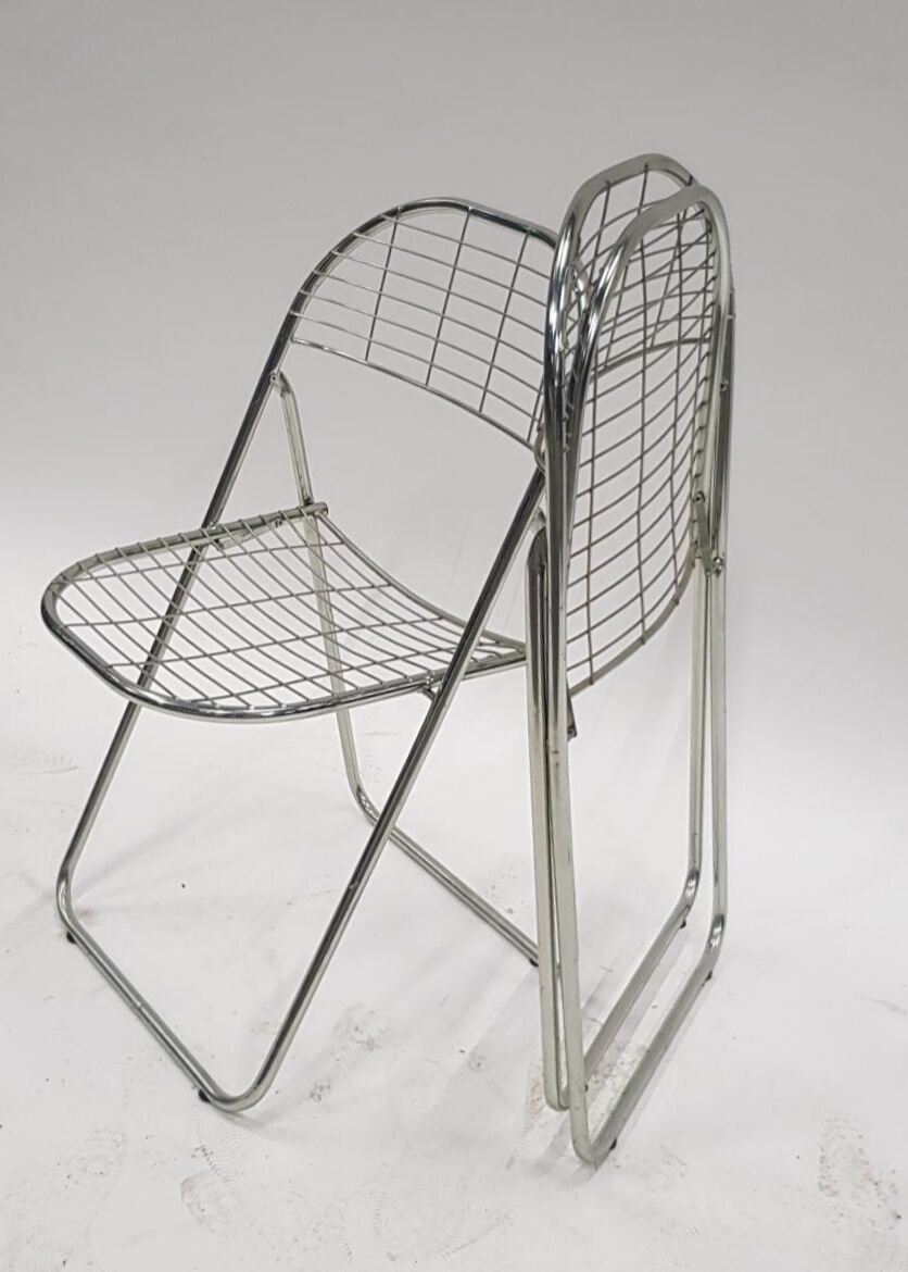 4 chaises pliantes métal chromé années 70