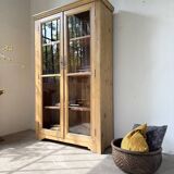 Glass cabinet or display case in pine 1950