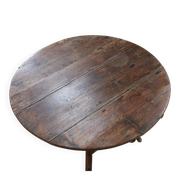 Large round pine three-legged table – cricket table, Ø 110 cm