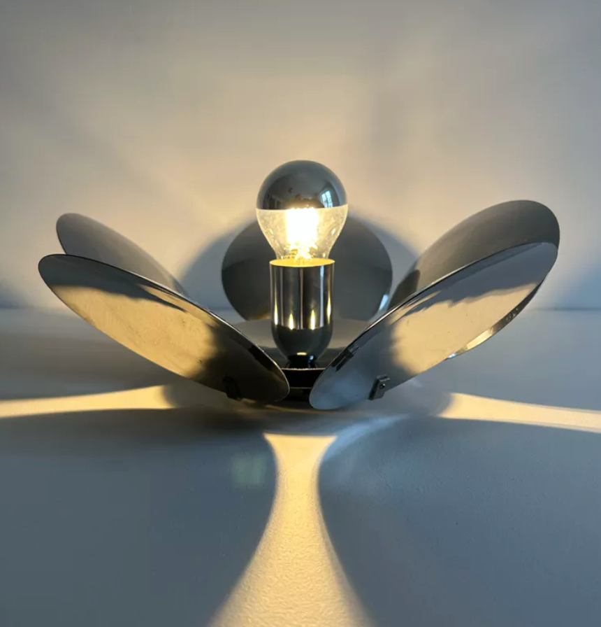 Vintage wall lamp in chromed metal France 1970