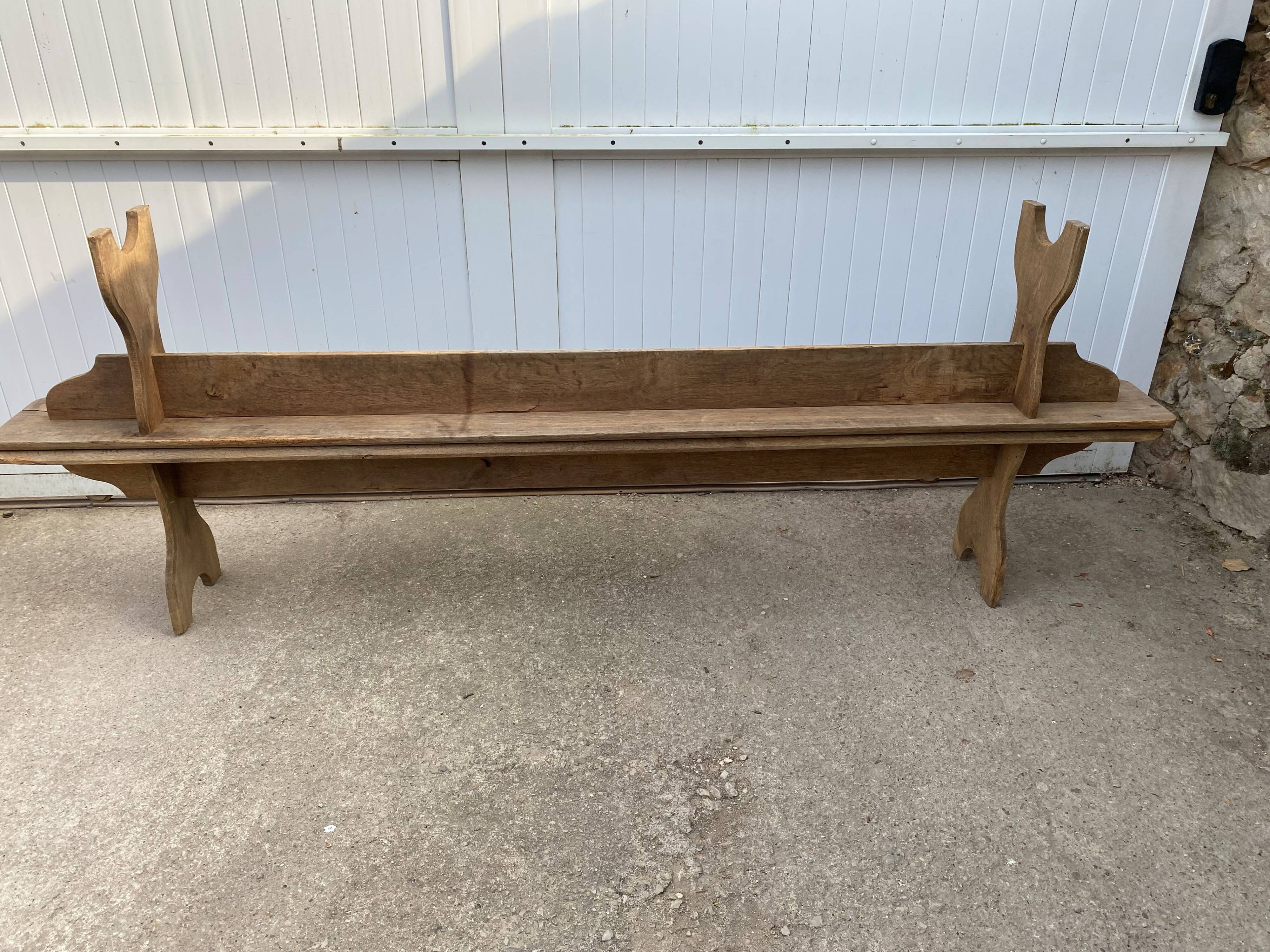 Pair of solid oak wood farmhouse benches 250cm rustic 1900