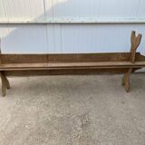 Pair of solid oak wood farmhouse benches 250cm rustic 1900