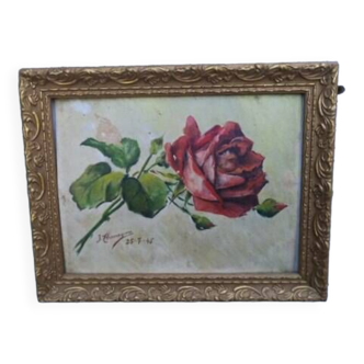 Tableau ancien, bouquet de roses