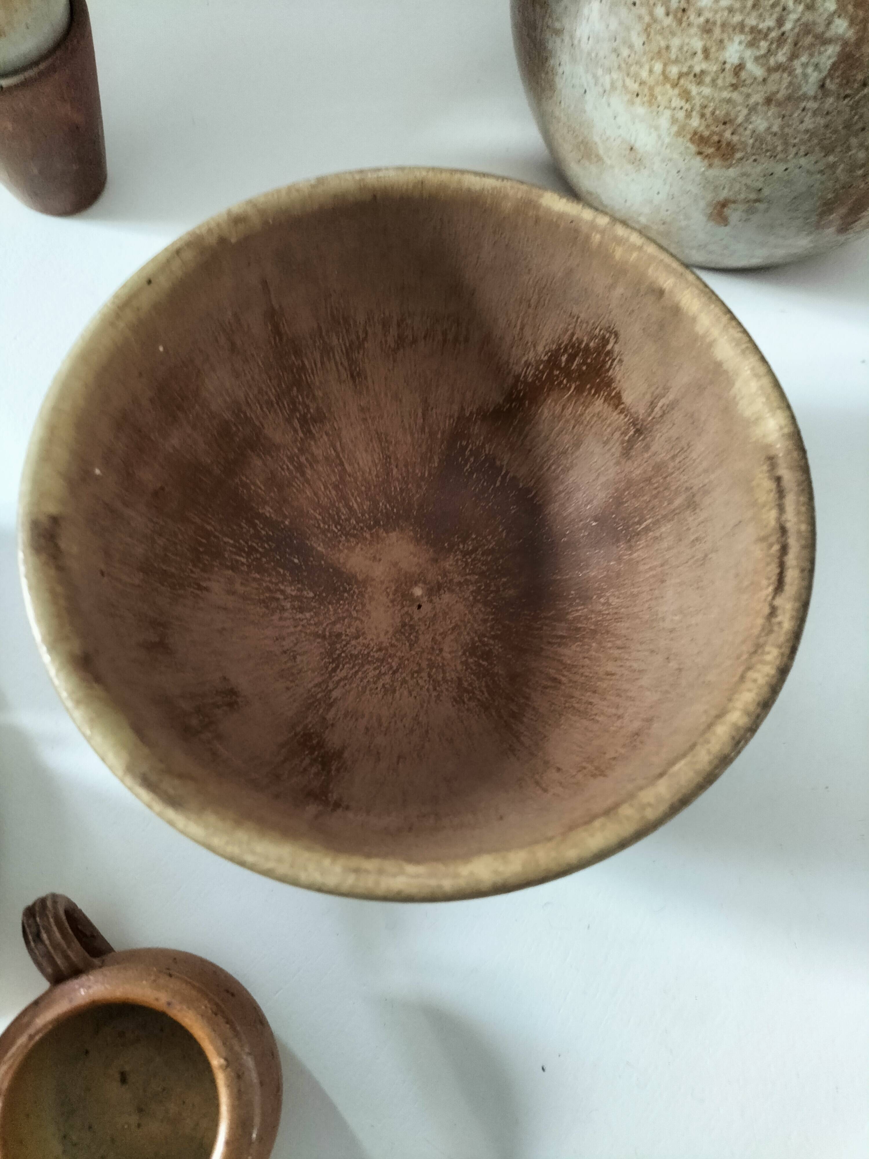 Vintage stoneware country house brunch service – teapot and bowls